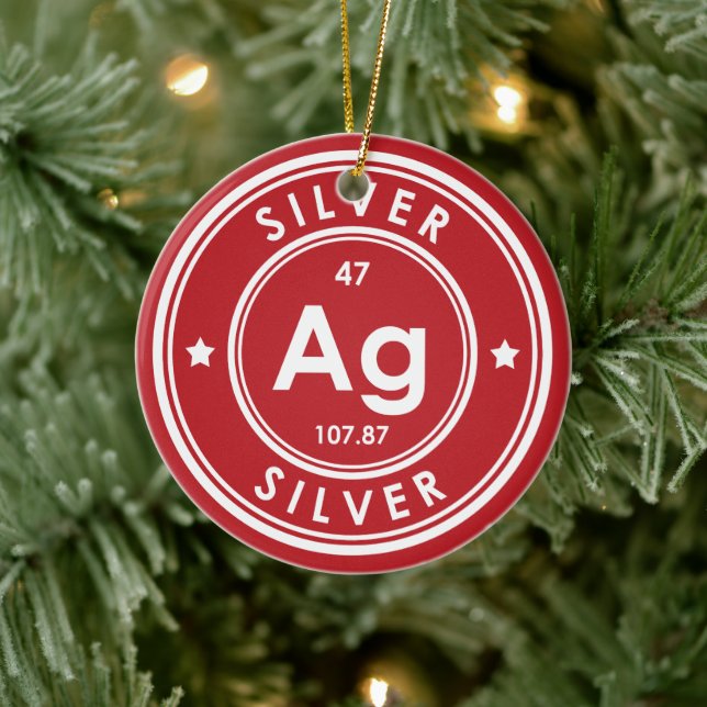 Silver Element Red Ceramic Ornament (Tree)