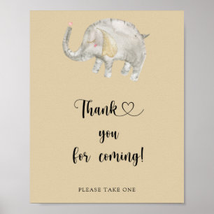 Silver Elephant Balloon \ Thank you for coming Poster