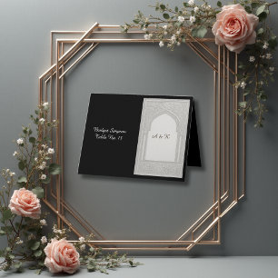 Silver Embossed Floral Arch Wedding guest card