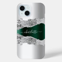 Silver emerald green agate marble name