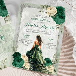 Silver Emerald Green Castle Princess Quinceañera Invitation<br><div class="desc">Silver Emerald Green Castle Princess Quinceañera Invitation</div>