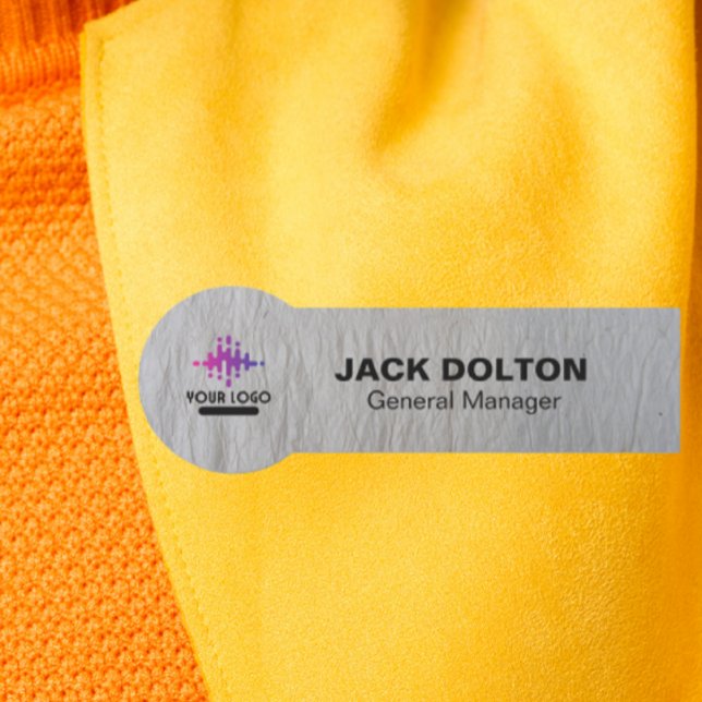 Silver Employee Name Badge with Custom Logo (Creator Uploaded)