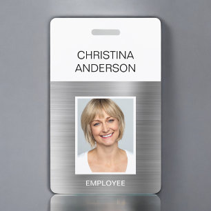 Silver Employee  - Name Photo Corporate Metallic ID Badge