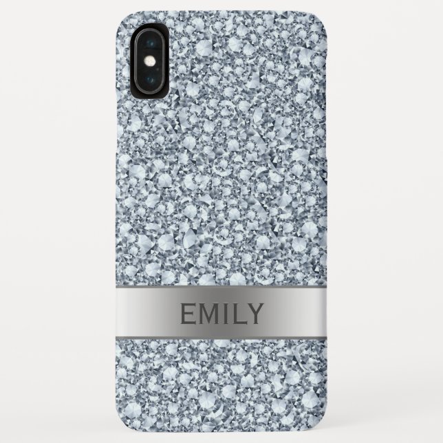 Silver Encrusted Diamonds Glitter Case-Mate iPhone Case (Back)
