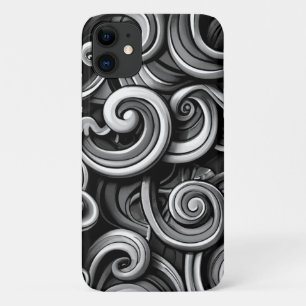 Silver Energy Swirls  iPhone 11 Case