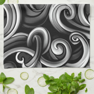 Silver Energy Swirls Tea Towel