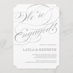 Silver Engagement   Engagement Party Invitation
