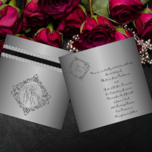 Silver Engraved Look Wedding Invitation