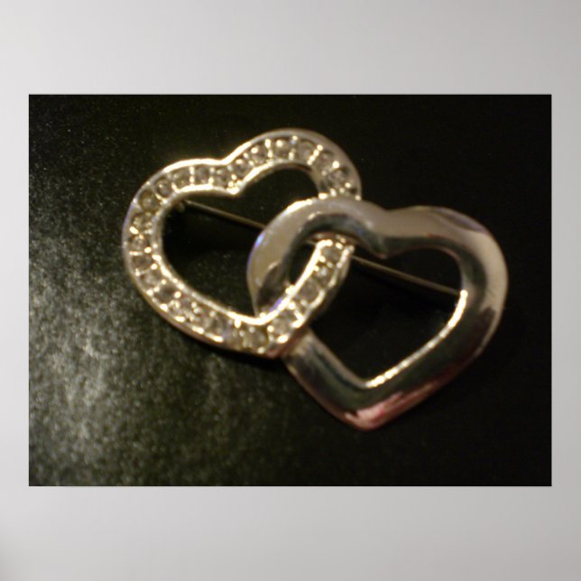 Silver entwined Love Hearts Poster (Front)