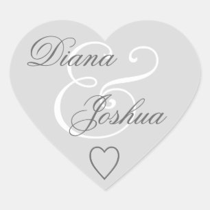 Silver Envelope Seal Wedding Heart V09
