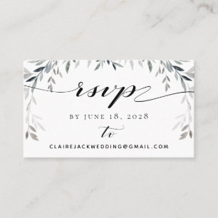 Silver Eucalyptu Greenery Wedding RSVP Online Card
