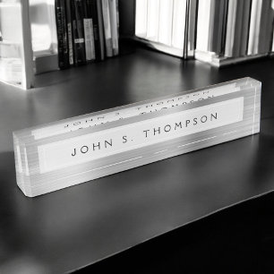 Silver Executive Luxury Professional Modern Nameplate