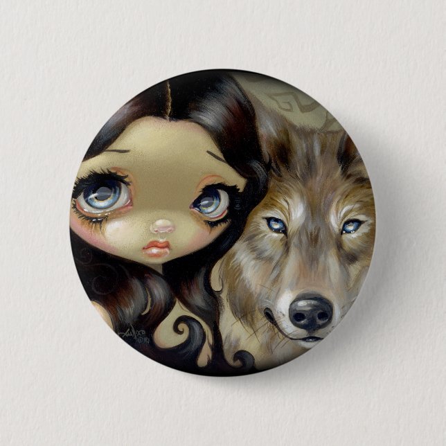"Silver Eyed Wolf" Button (Front)