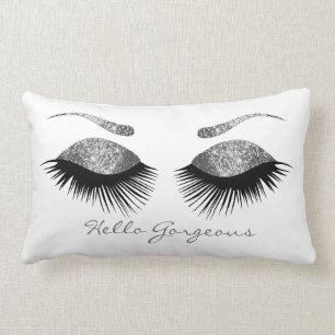 Silver Eyelash and Brows - Hello Gorgeous Lumbar Cushion