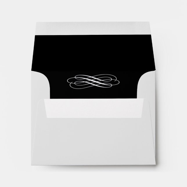 Silver Fairy Tale RSVP Envelope (black) (Back (Bottom))