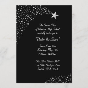 Silver Falling Stars Prom Formal Invitations