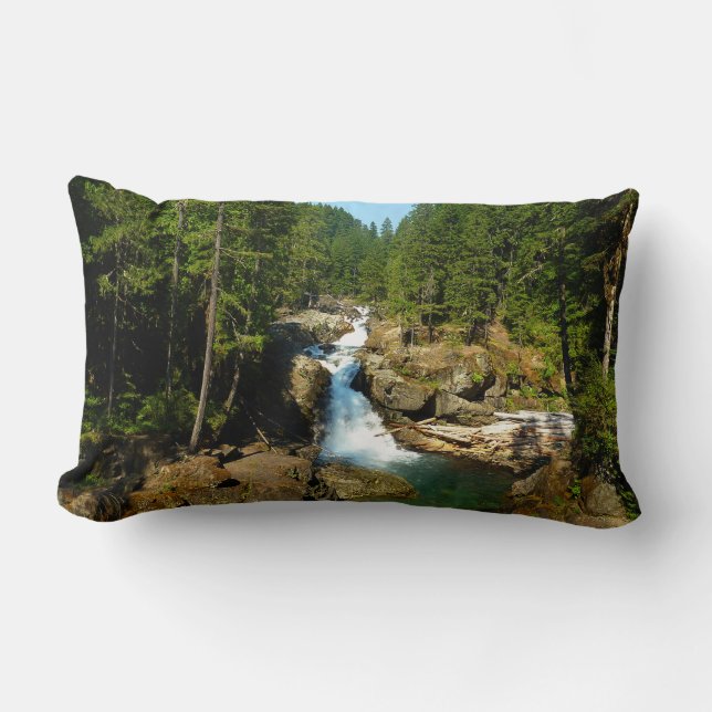 Silver Falls at Mount Rainier National Park Lumbar Cushion (Front)