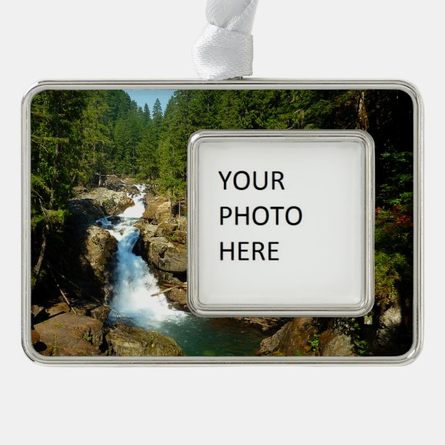 Silver Falls at Mount Rainier National Park Plated Framed Ornament (Front)