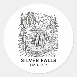 Silver Falls State Park Oregon Waterfall Camping S Classic Round Sticker