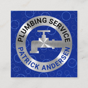 Silver Faucet Pipeline In Blue Waters Square Business Card