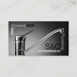 silver faucet plumbing business card