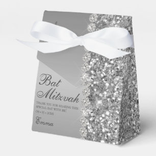 Silver Faux Glitter Bat Mitzvah Favour Box