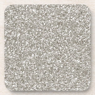 SILVER (faux) GLITTER COASTERS - set of 6