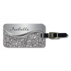Silver Faux Glitter Glam Bling Personalised Metal