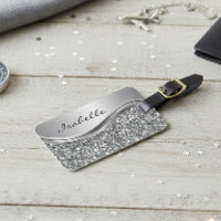 Silver Faux Glitter Glam Bling Personalised Metal