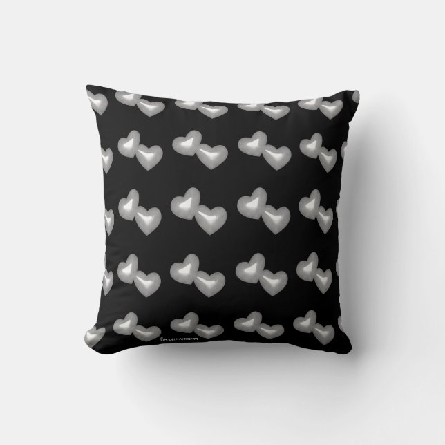 Silver Faux Glitter Happily Ever After Hearts Cushion (Front)