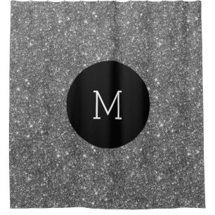 Silver Faux Glitter Pattern Girly Monogram Shower Curtain
