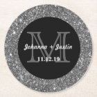 Silver Faux Glitter Shining Bling Wedding Monogram