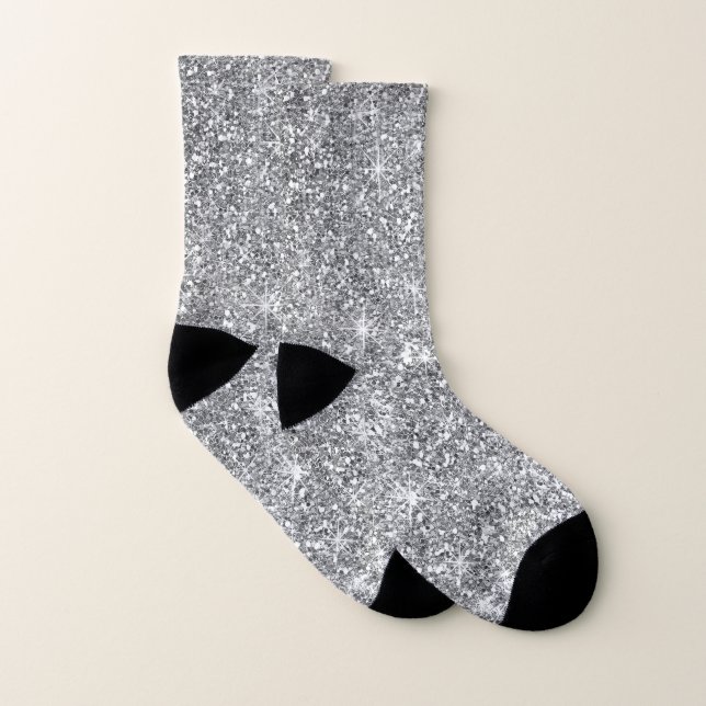 Silver Faux Glitter Socks (Pair)