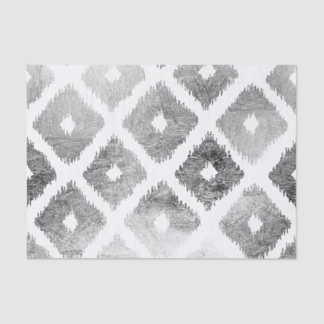 Silver faux leaf modern abstract geometric pattern tissue paper (Front)