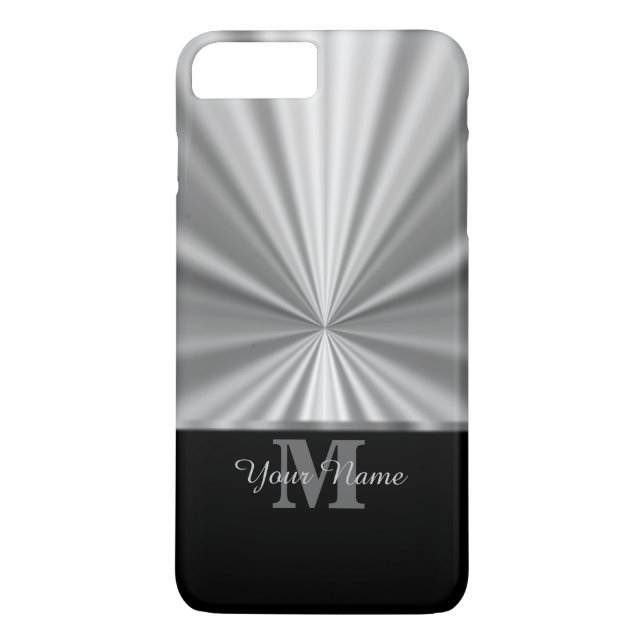 Silver faux metallic black monogram Case-Mate iPhone case (Back)