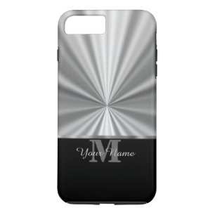 Silver faux metallic black monogram iPhone 8 plus/7 plus case