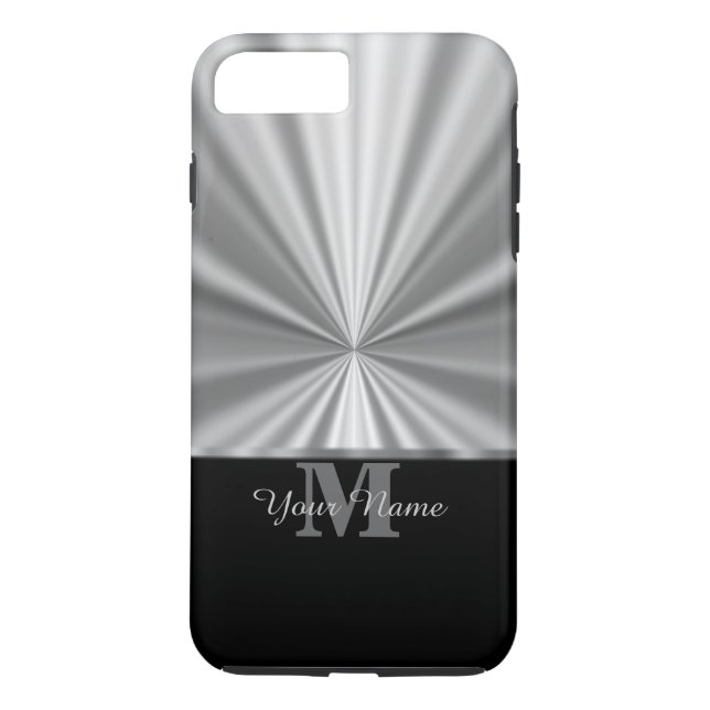 Silver faux metallic black monogram Case-Mate iPhone case (Back)