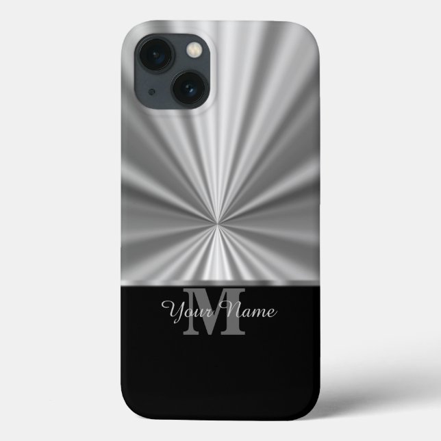 Silver faux metallic black monogram Case-Mate iPhone case (Back)