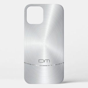 Silver faux stainless steel silver accent iPhone 12 case