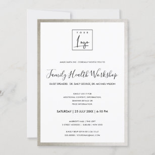 SILVER  FAUX STEEL GREY YOUR LOGO WORKSHOP EVENT INVITATION