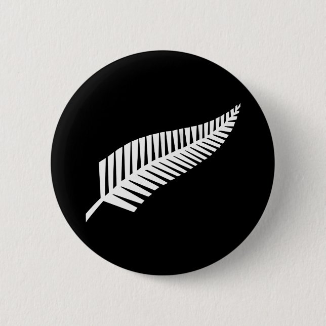 Silver fern flag (NZ) 6 Cm Round Badge (Front)
