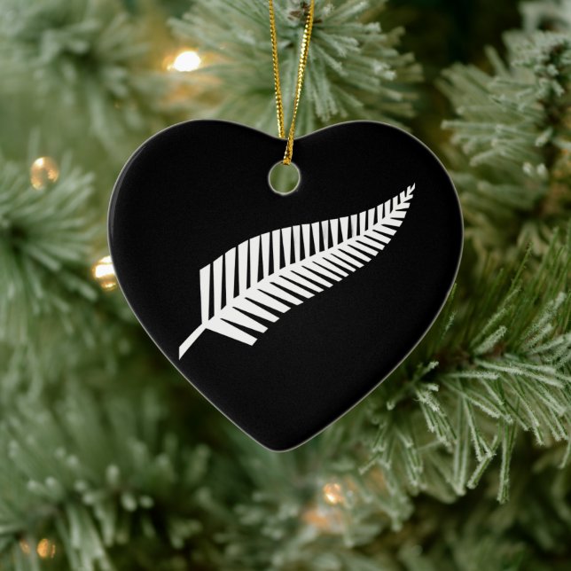 Silver fern flag (NZ) Ceramic Ornament (Tree)