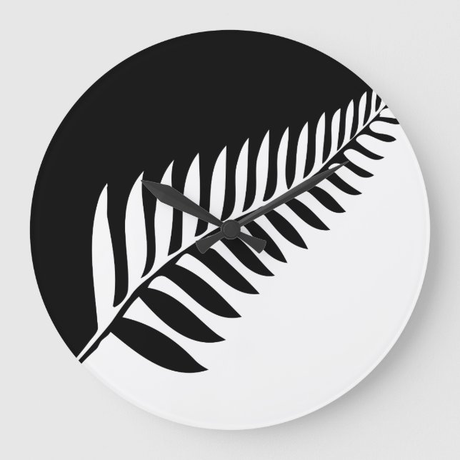 Silver Fern of New Zealand Large Clock (Front)