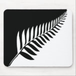 Silver Fern of New Zealand Mouse Pad<br><div class="desc">Silhouette of a silver fern,  a national emblem of New Zealand in black and white</div>