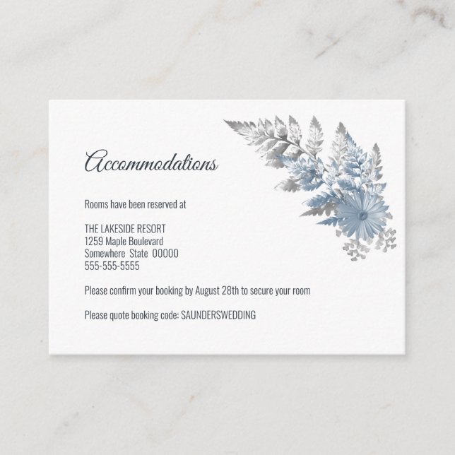Silver Fern Wedding Accommodations Enclosure Card (Front)