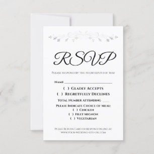 Silver Filigree Border Elegant Wedding RSVP Card