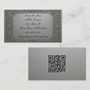 Silver Filigree Budget Friendly QR Business Cards
