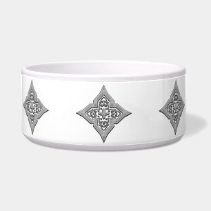 Silver filigree diamond design pet bowls