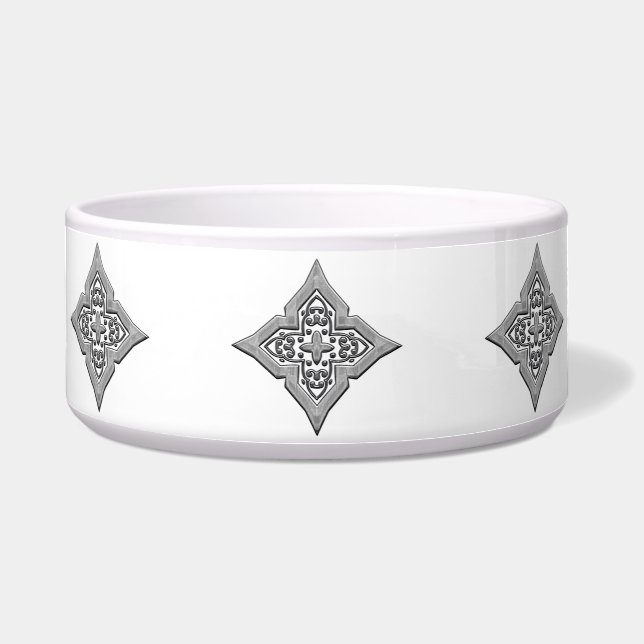Silver filigree diamond design pet bowls (Front)
