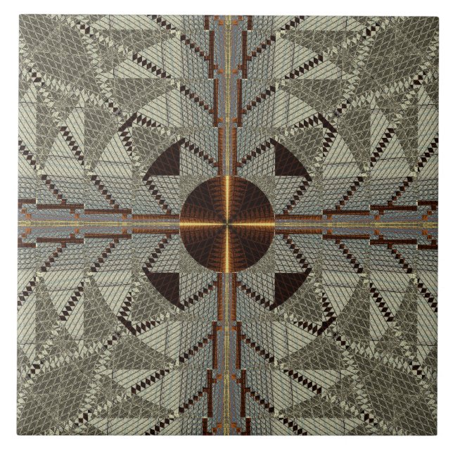 Silver Filigree with Gold Cross Ceramic Tile (Front)